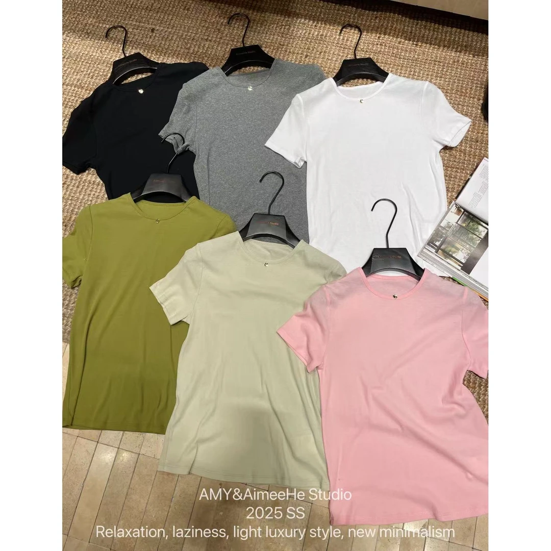 Mozch  超丝薄柔软细领口金属扣通勤面膜T恤101