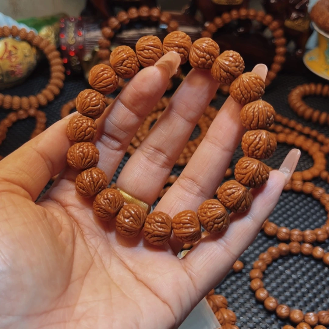 桃核手串15野生籽红皮荔枝