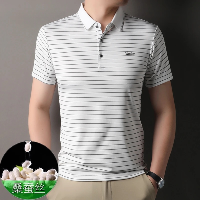【桑蚕丝】男士翻领短袖POLO衫2025夏季新款短袖T恤