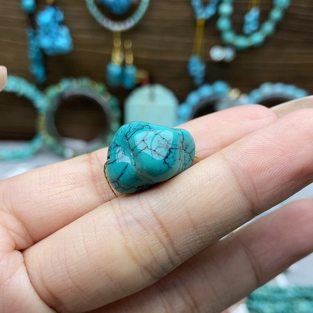 绿松石未镶嵌水草纹糖豆