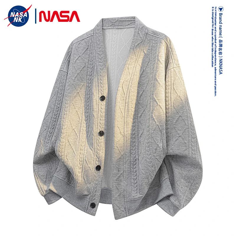NASA联名提花开衫卫衣男款秋冬季2025新款针织上衣慵懒松弛感外套