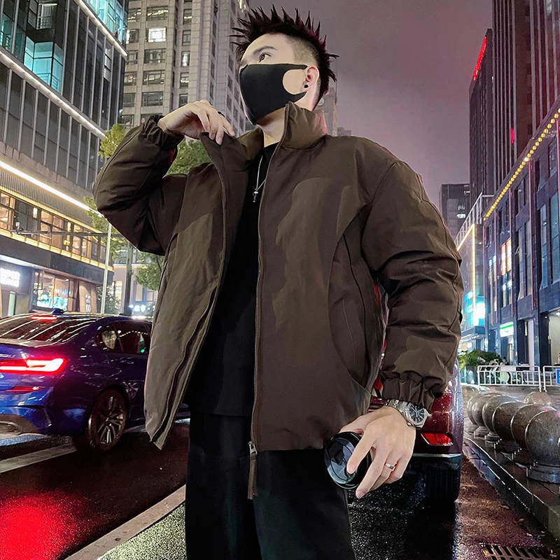 设计感拼接棉服男款冬季保暖加厚棉衣外套2025新款立领短款棉袄子