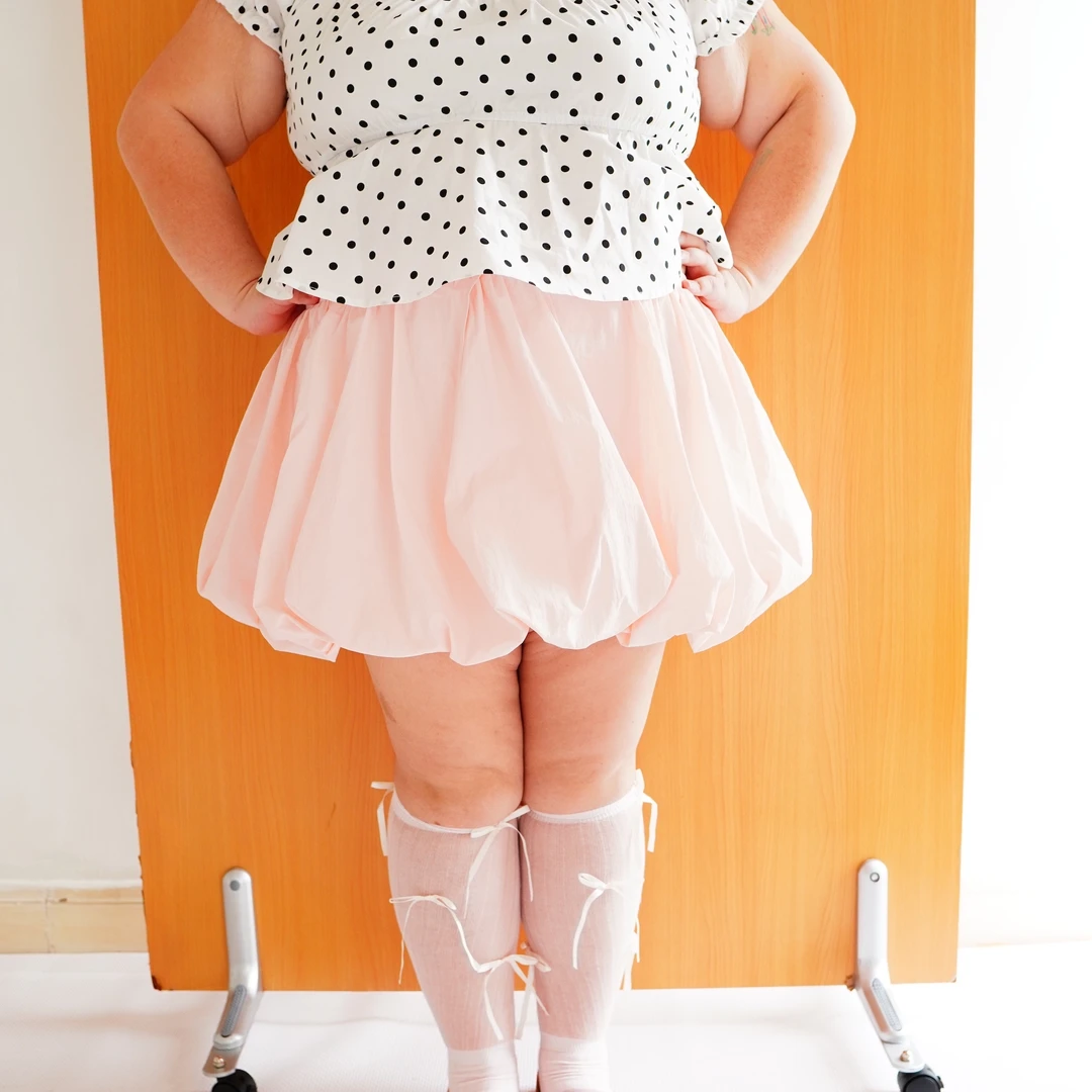 HotNipplesClub法式粉橘色双层蓬蓬裙花苞裙自带安全裤200斤大码