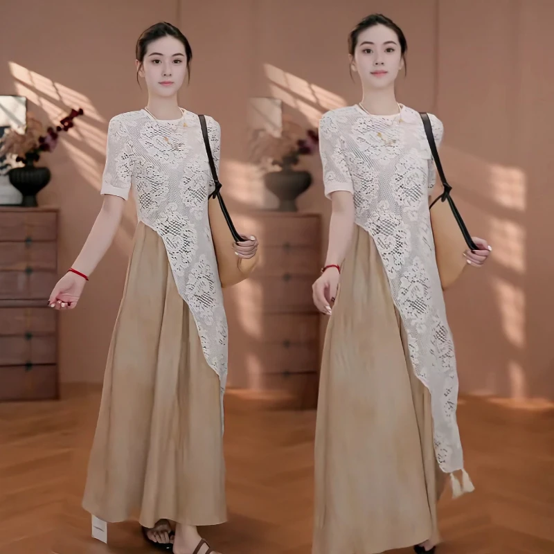 2025轻奢蕾丝罩衫吊带裙套装夏季新款气质法式氛围感浪漫风两件套