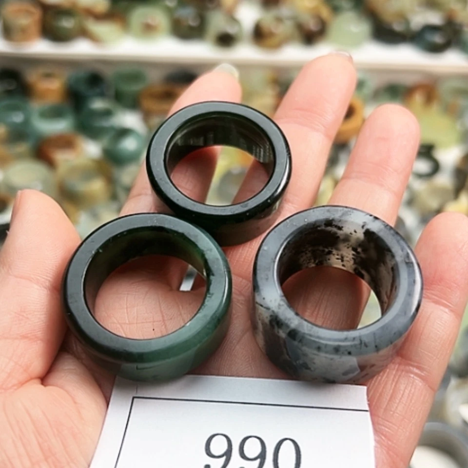 【闪购商品】蛇纹石玉戒指未镶嵌老****X