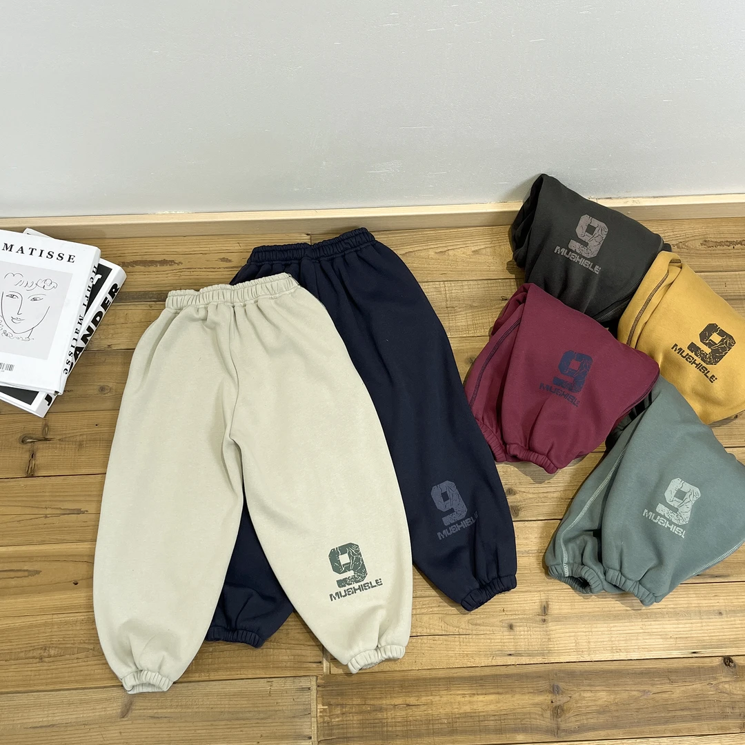 【2024新款】阿又冬季童装儿童男童中大童亲子加绒印花卫裤99170D