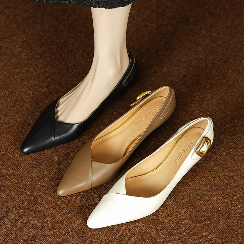 夏季百搭5cm尖头牛皮优雅时尚日常女鞋舒深口适透气单鞋s120