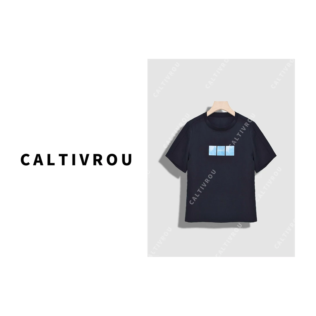 【蕊蕊】夏季新款圆领女士t恤短袖上衣薄款桑蚕丝时尚针织衫Y17679