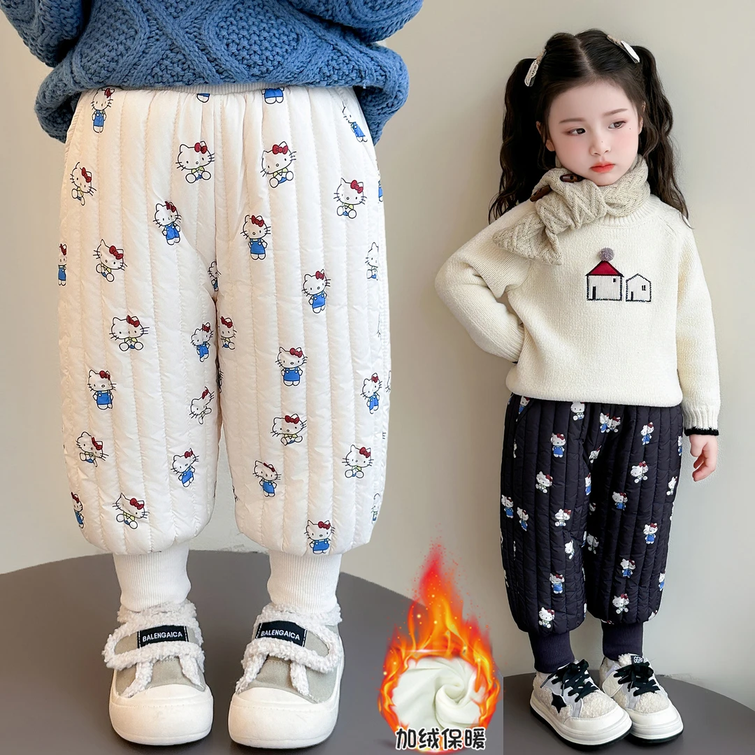 【加绒加厚】秋冬季儿童猫咪棉裤束脚裤简约百搭小童卡通休闲裤cc