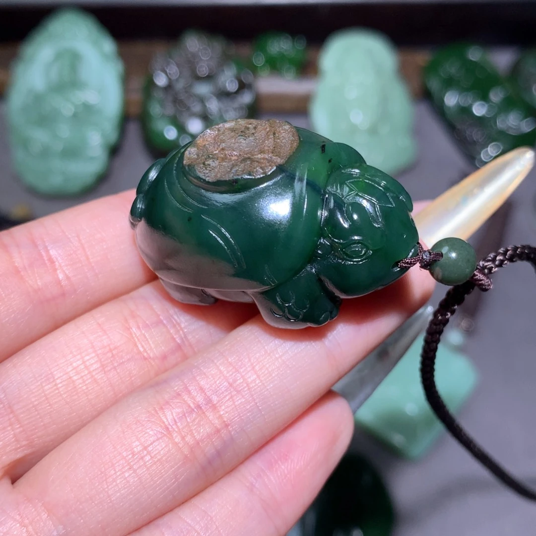 和田玉颈饰银S925镶嵌