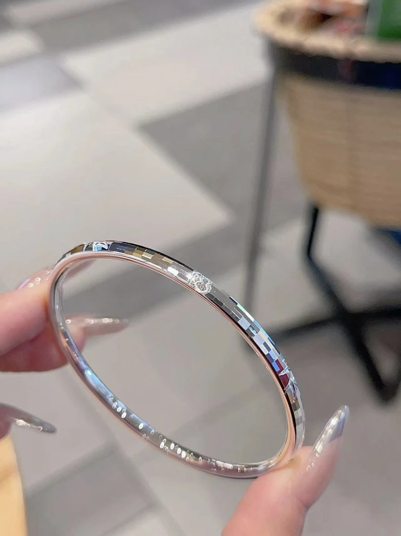 足银手镯 新款马赛克竹节福CNC工艺爆闪足银手镯 气质百搭时尚