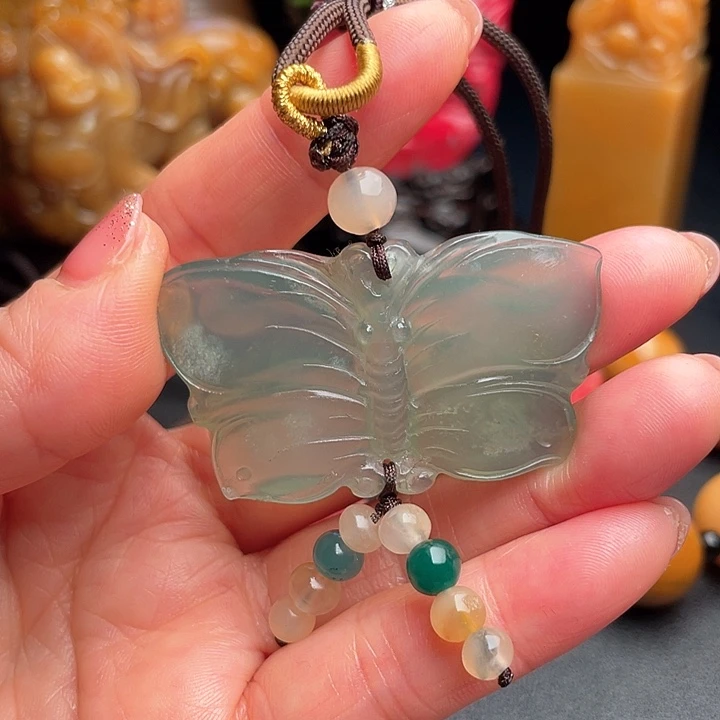 昌化石萍昌化绿牌子挂件把件