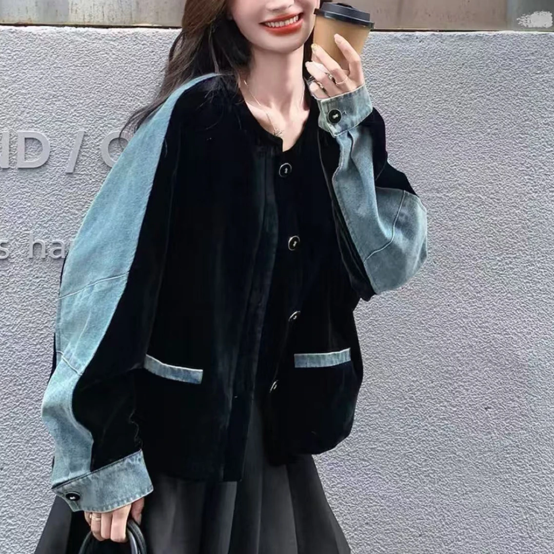 桃子自制 80326 百搭丝绒外套