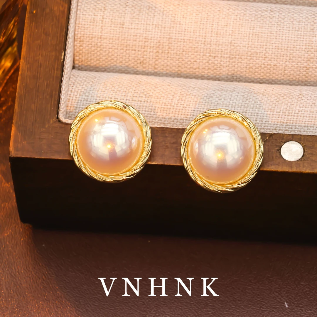 铜合金仿珍珠耳饰 美可儿   N297  金色时尚气质耳环预售