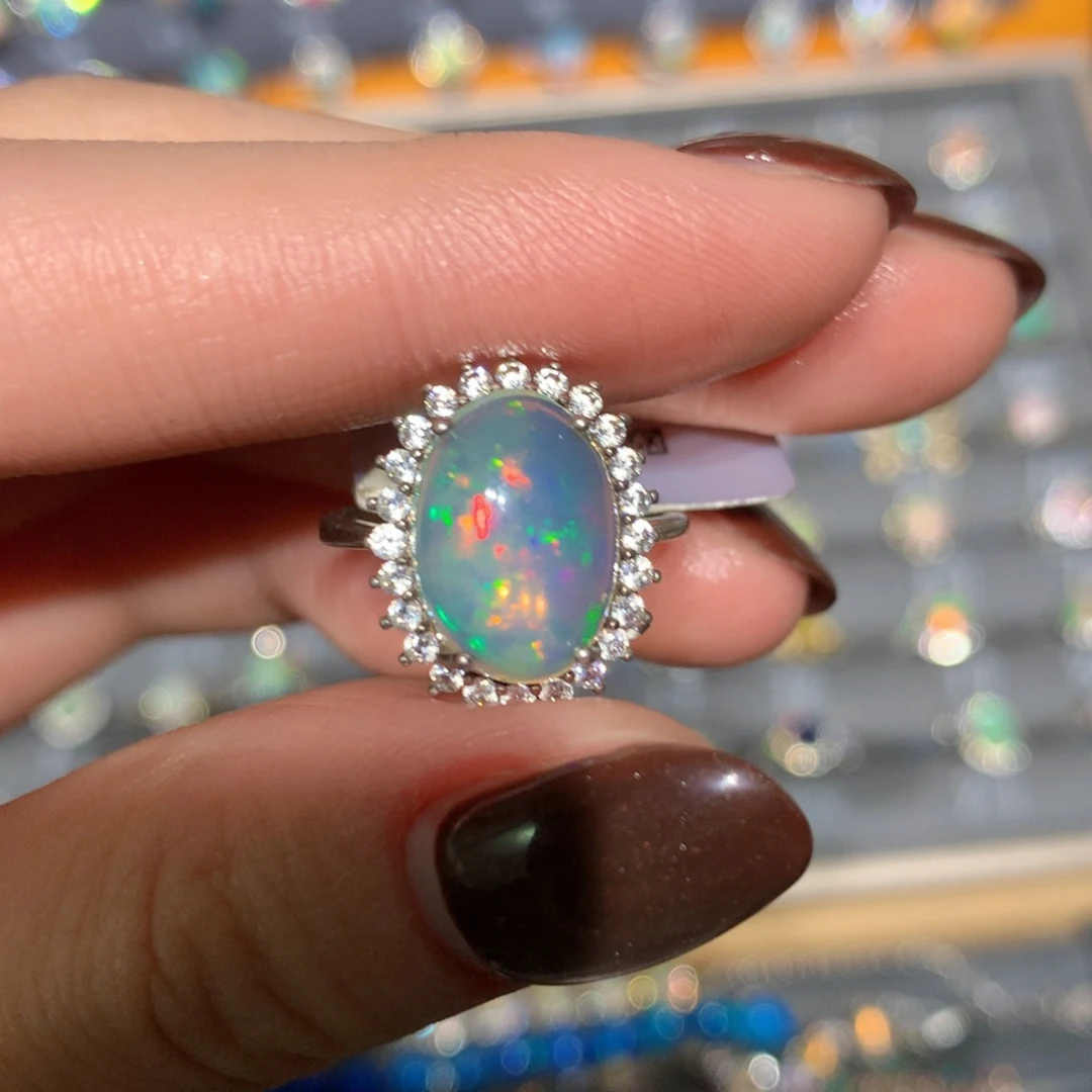 银S925镶嵌欧泊戒指t