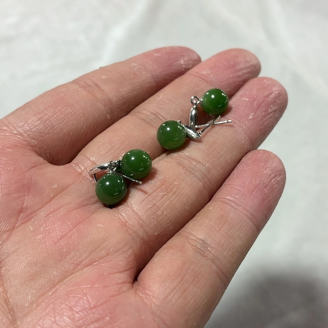 和田玉银S925镶嵌耳饰多样性发货拍一发一