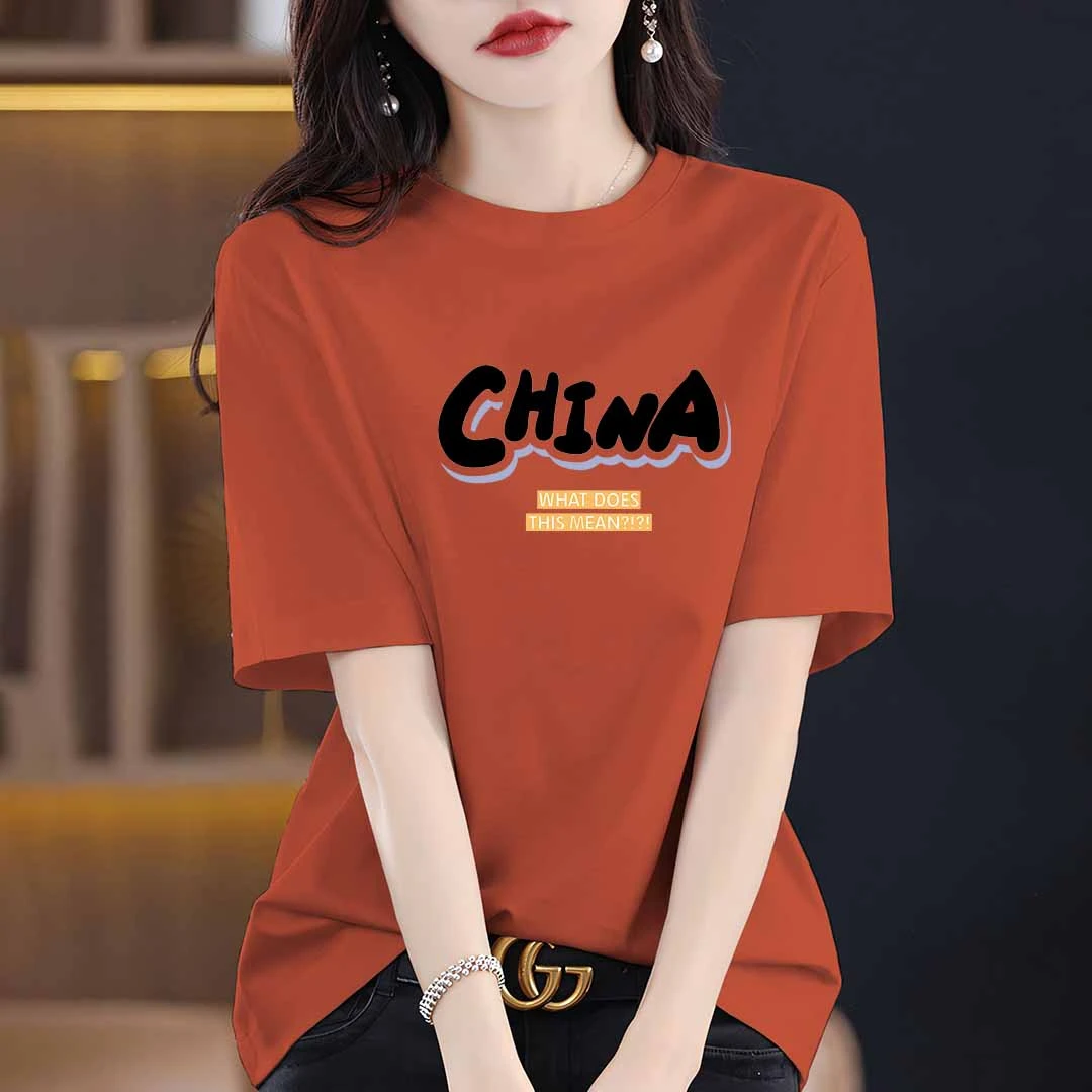 纯棉新款宽松2025短袖夏季韩版大码潮流时尚休闲百搭圆领显瘦上衣