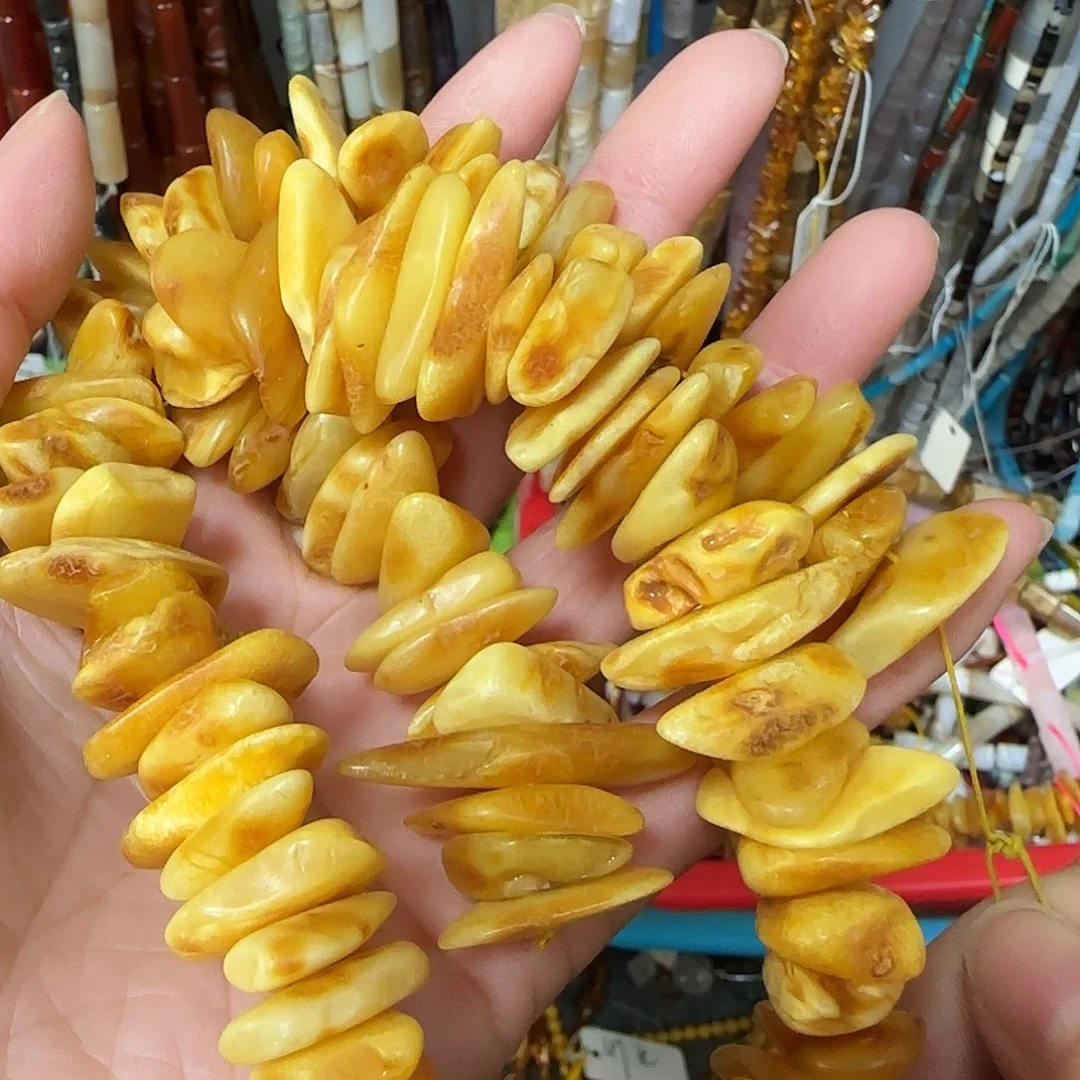 玛瑙/玉髓合金珠宝半成品蜜蜡长牙一条