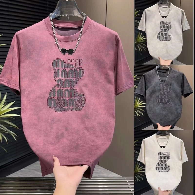 【轻奢高温烫钻印花短袖】男士潮流休闲短袖7780