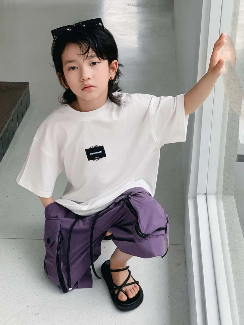 潮童酷炫刺绣印字短袖3353