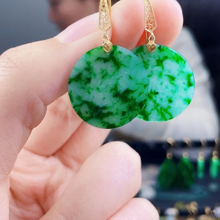 翡翠耳饰18K金镶嵌饰品