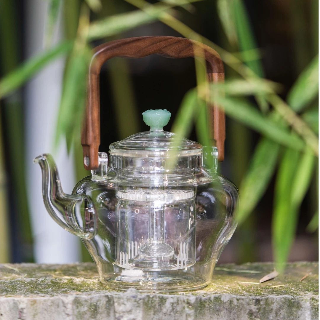晶焱新款莲花玻璃茶壶泡茶焖茶家用高档烧水烧茶煮茶一体单壶