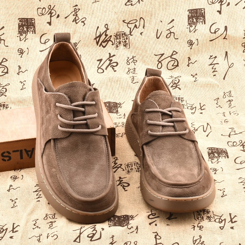 ICCLEK男鞋秋款2025新款休闲鞋百搭潮流软皮软底复古鞋男士开车鞋