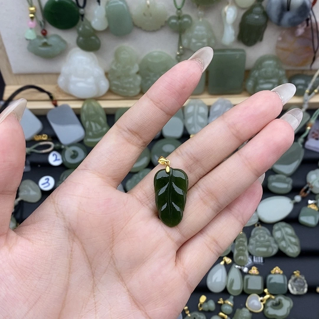 和田玉银S925镶嵌吊坠(不含链)