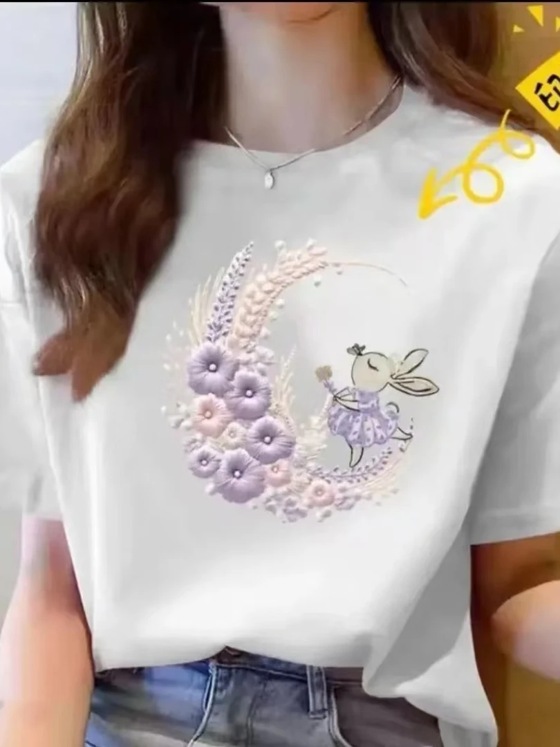 【100%纯棉】上新女款女士百搭潮流短袖t恤春夏圆领显瘦半袖