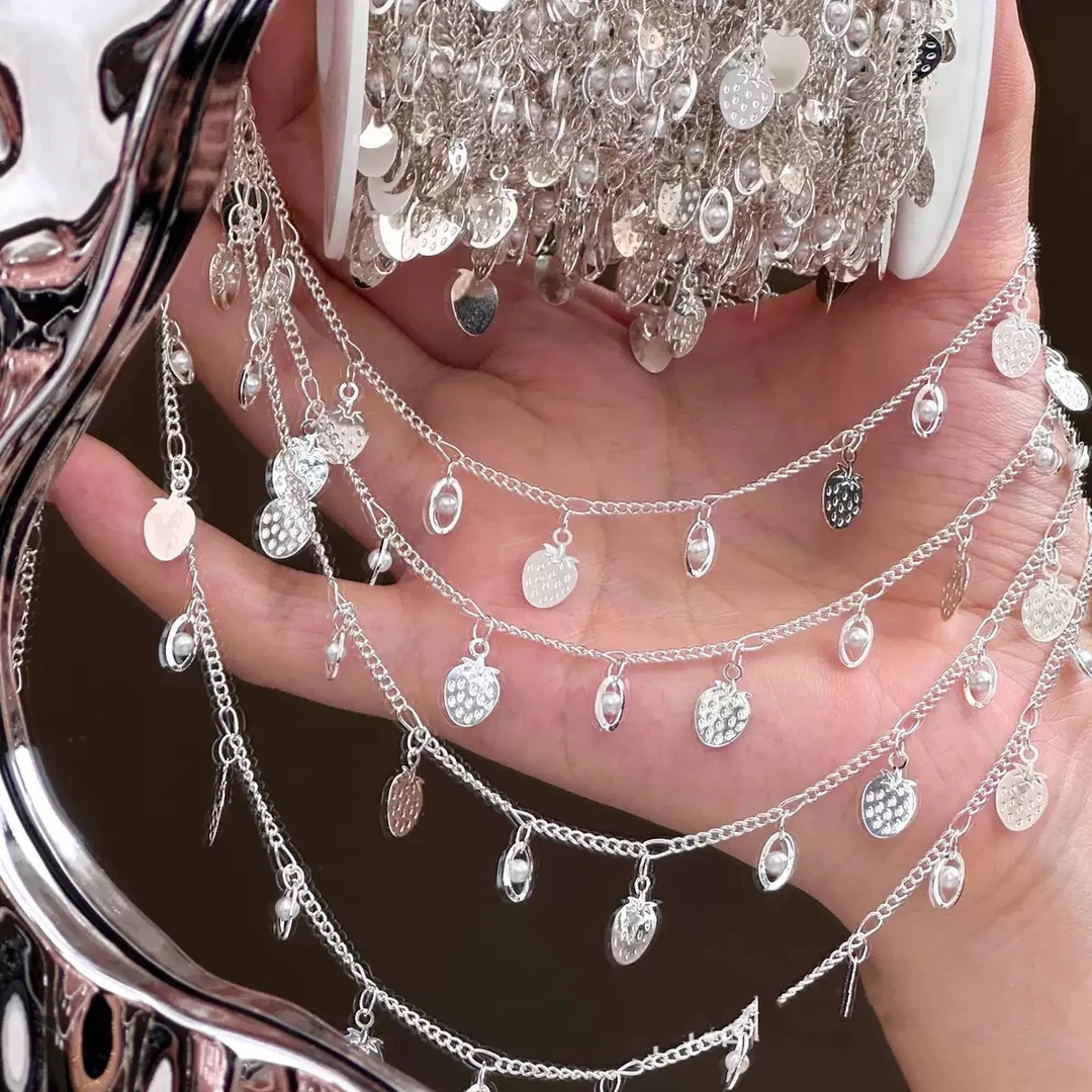 编号391银白色草莓链条