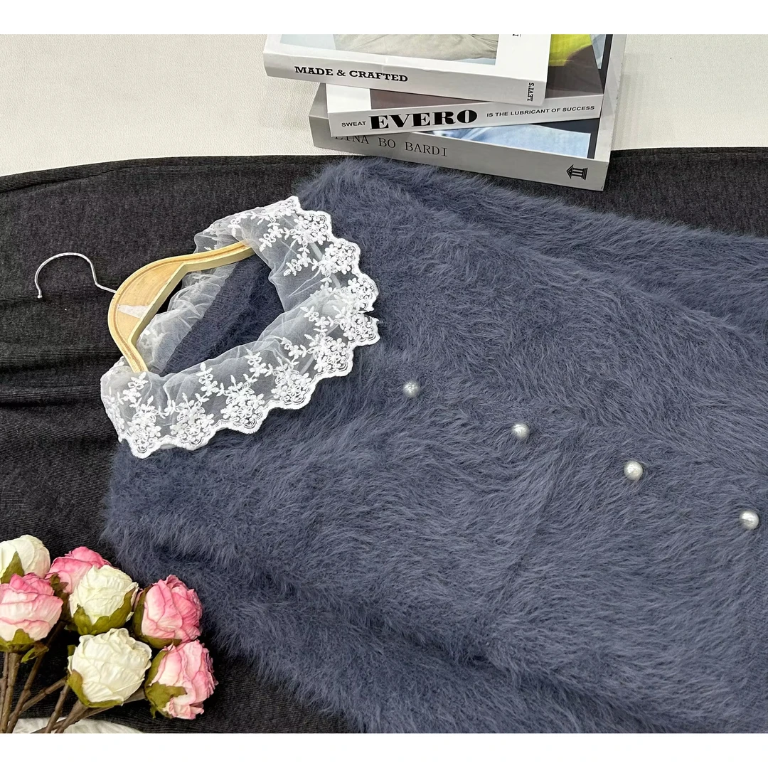 【灰色毛绒开衫】秋季厚款温柔时尚气质上衣QC1716