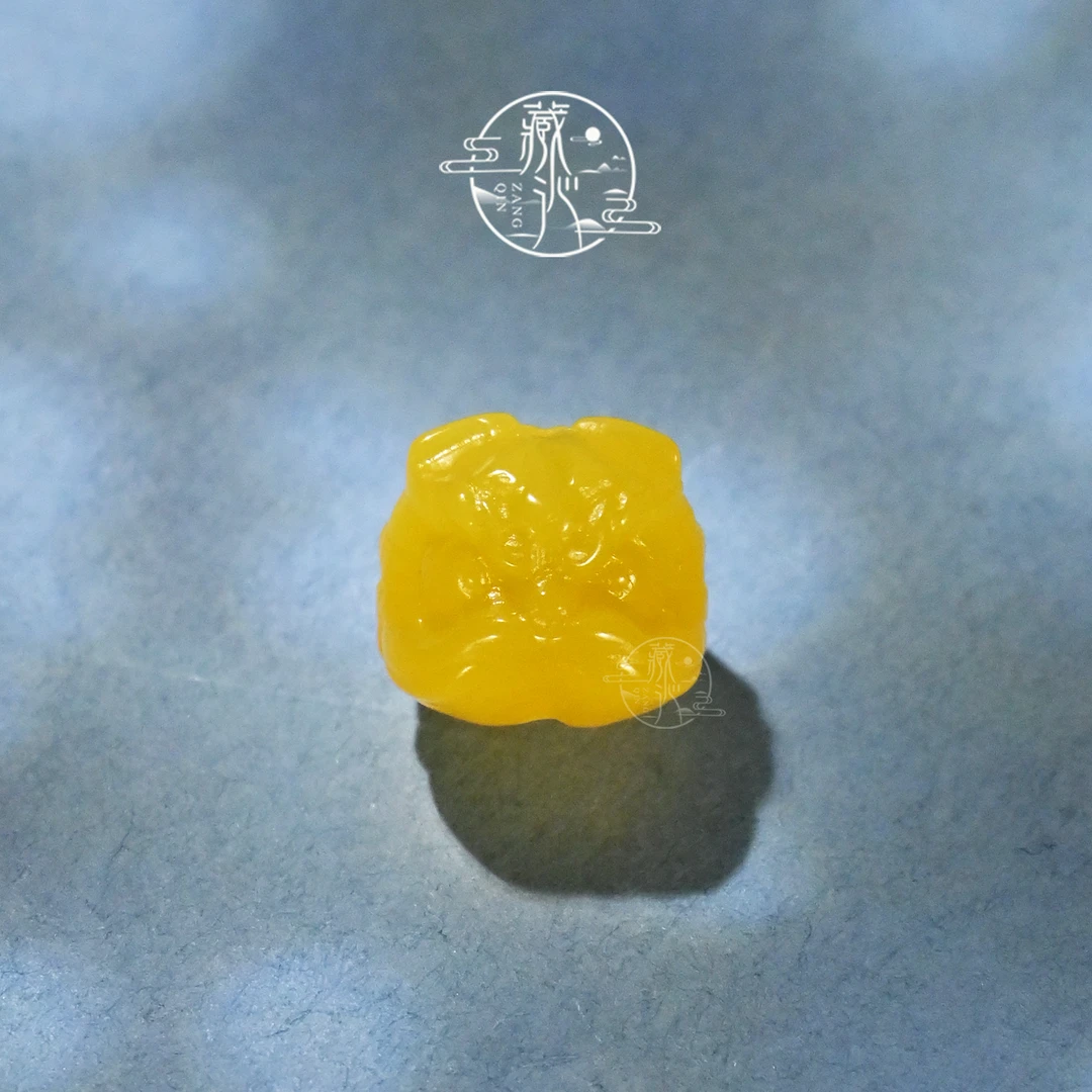 10/11MM黄玛瑙醒狮头文玩手串DIY配珠108手持配饰顶珠单珠散珠子