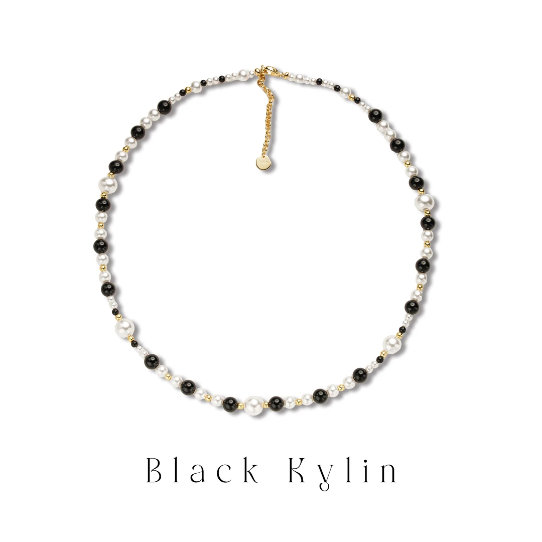 链子925银仿珍珠 【黑麒麟】施家珍珠黑白熊猫奥利奥中性DIY项链