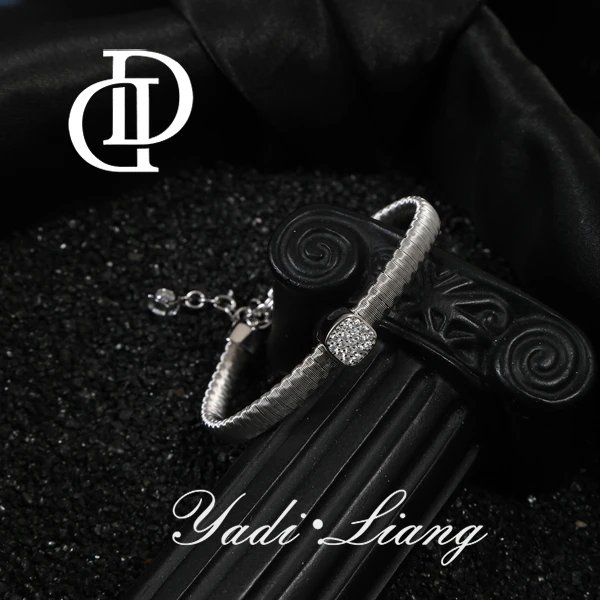 925银合成锆石手链 梁雅帝新品【意大利金弦线万缕丝】设计纯银手链