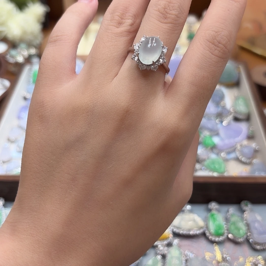 竹***君翡翠银S925镶嵌戒指