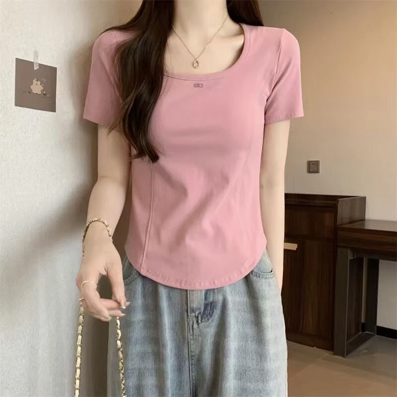 新疆包邮 短袖T恤女小众设计感修身显瘦甜辣风短款上衣夏季