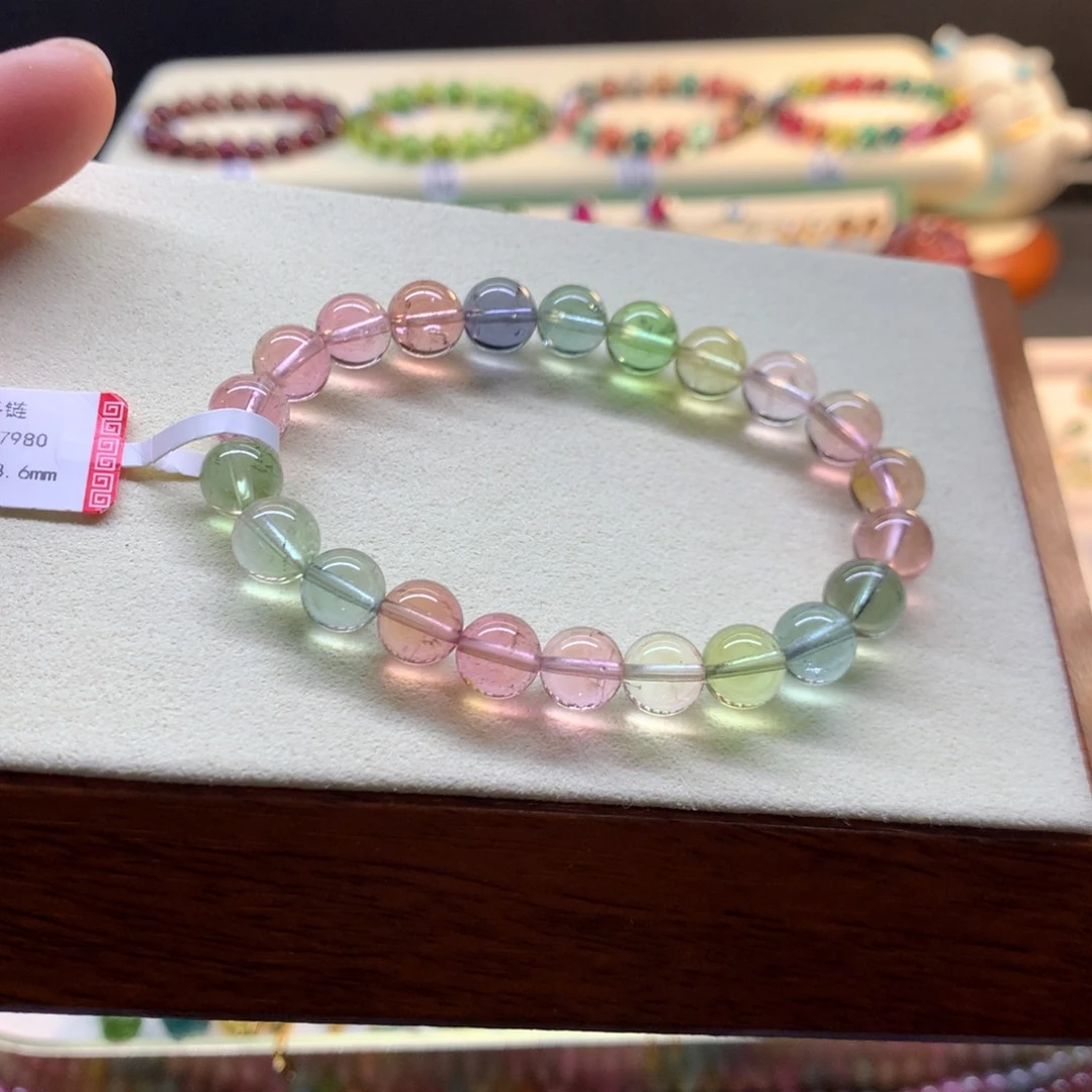 碧玺未镶嵌手串全净体8.6mm人鱼色