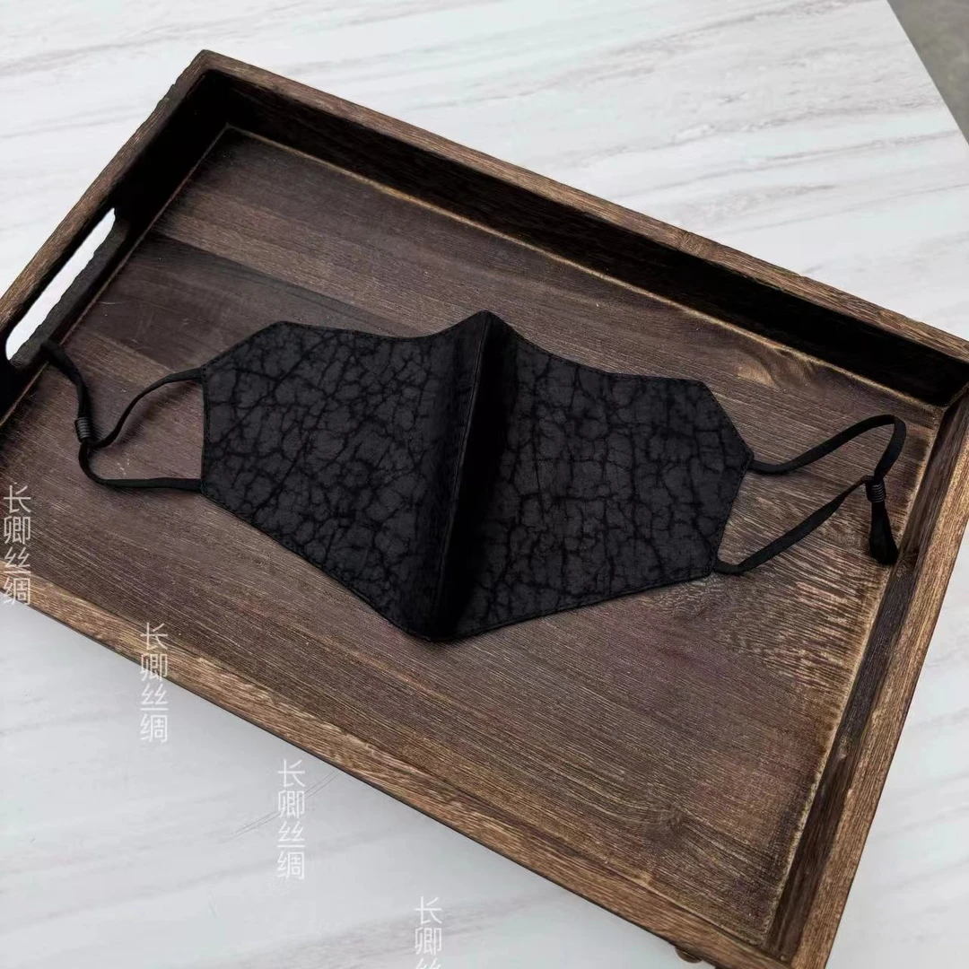【倾云】黑色双层龟裂纹口罩丝巾日常百搭口罩（MK1）