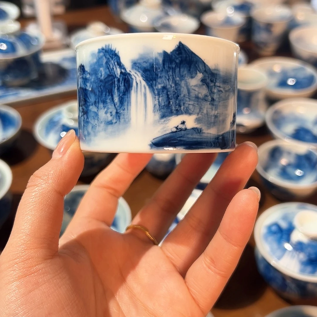 杯箫****拍青花手繪山水主人杯
