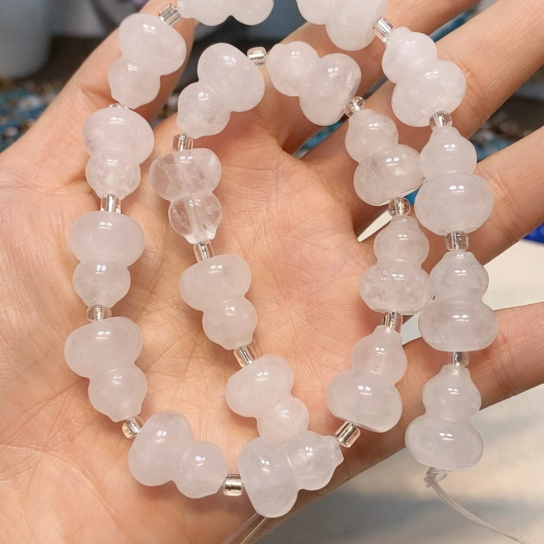 散珠玛瑙/玉髓白水晶葫芦14mm一条
