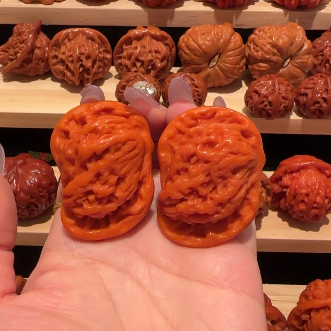 文玩核桃吊坠玉化虎头鸳鸯47精品2477