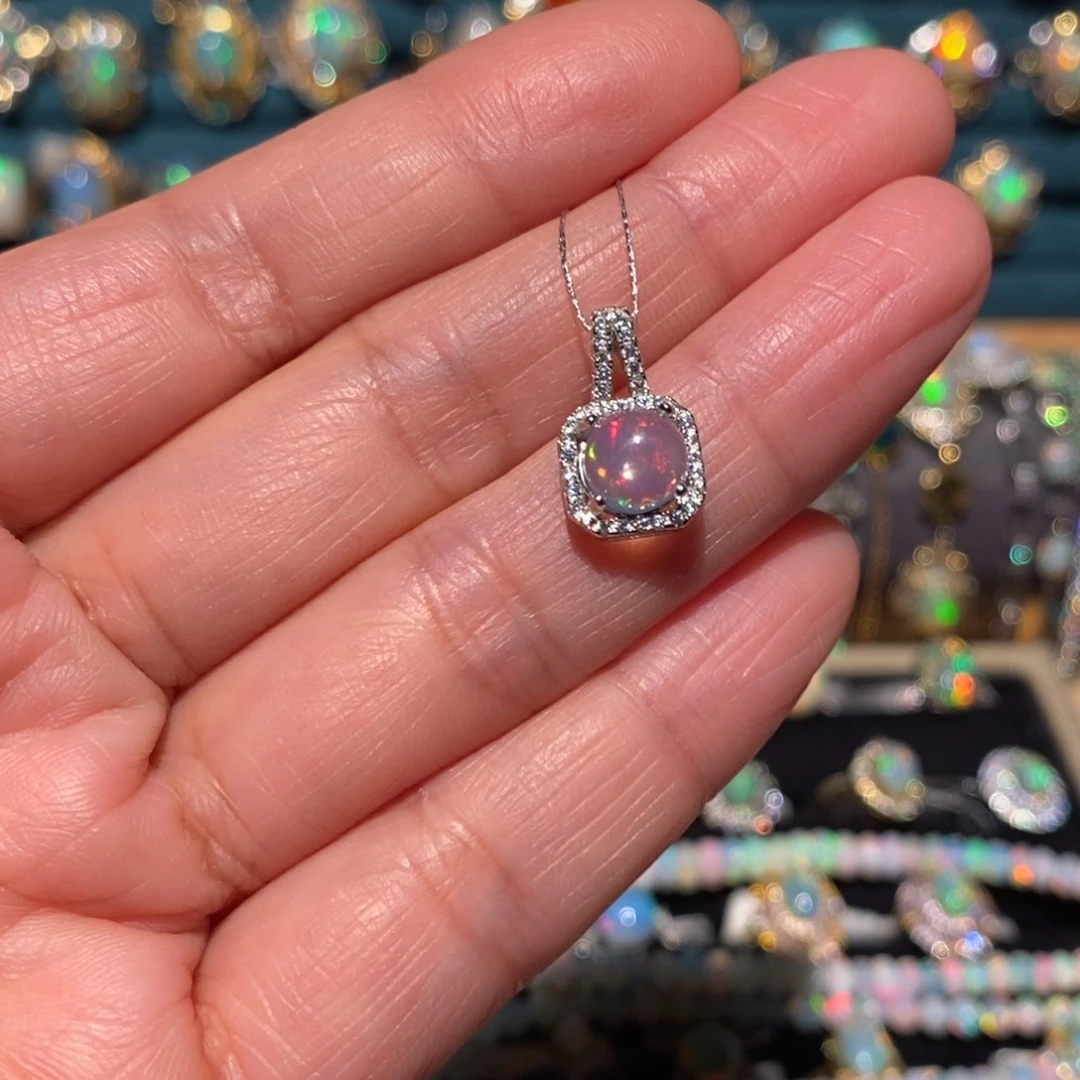 欧泊银S925镶嵌吊坠