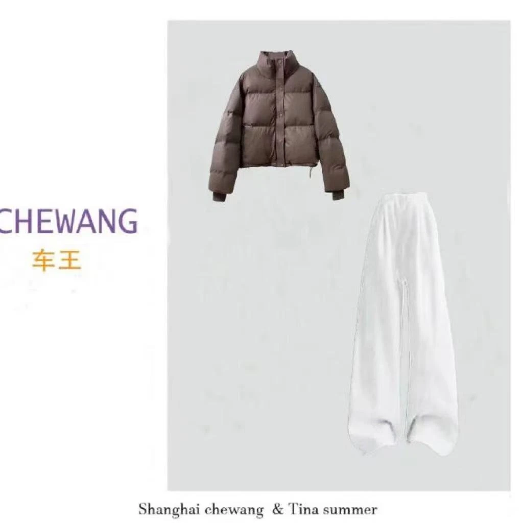 高档皮泡芙云朵简约保暖连帽新款加厚面包服套装4978-1[RY]