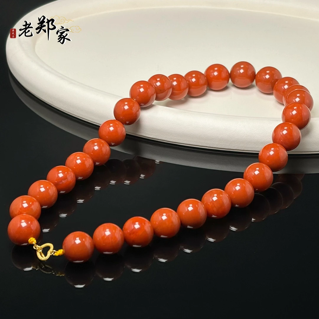 【老郑家】18K金配饰南红玛瑙项链 多样性发1件 约15mm