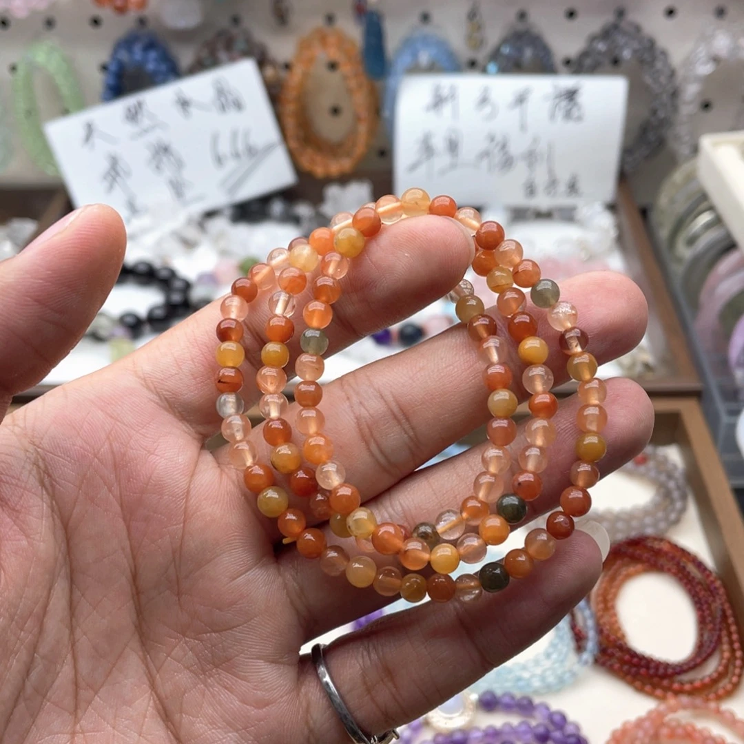 水晶手链未镶嵌彩兔毛三圈