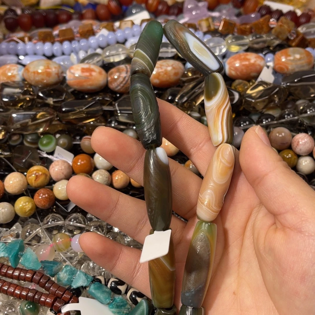 玛瑙/玉髓散珠老玛瑙桶珠