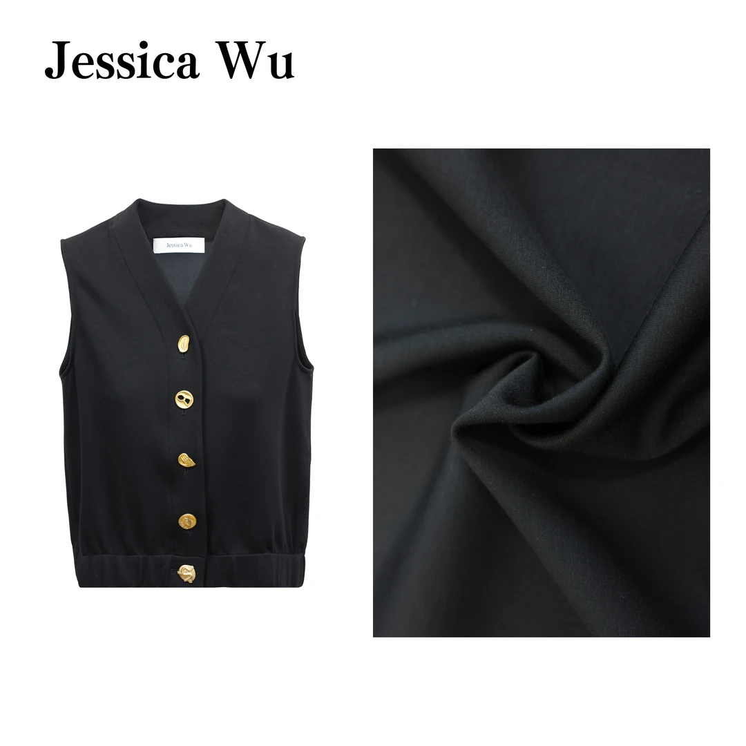 JESSICA WU时髦腔调扣子超美~雅痞极简时尚百搭显瘦马甲255913001