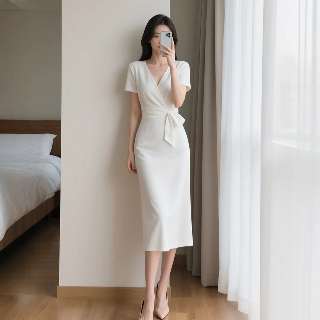 夏季新款女装时尚穿搭气质名媛长款轻奢法式优雅连衣裙子收腰显瘦