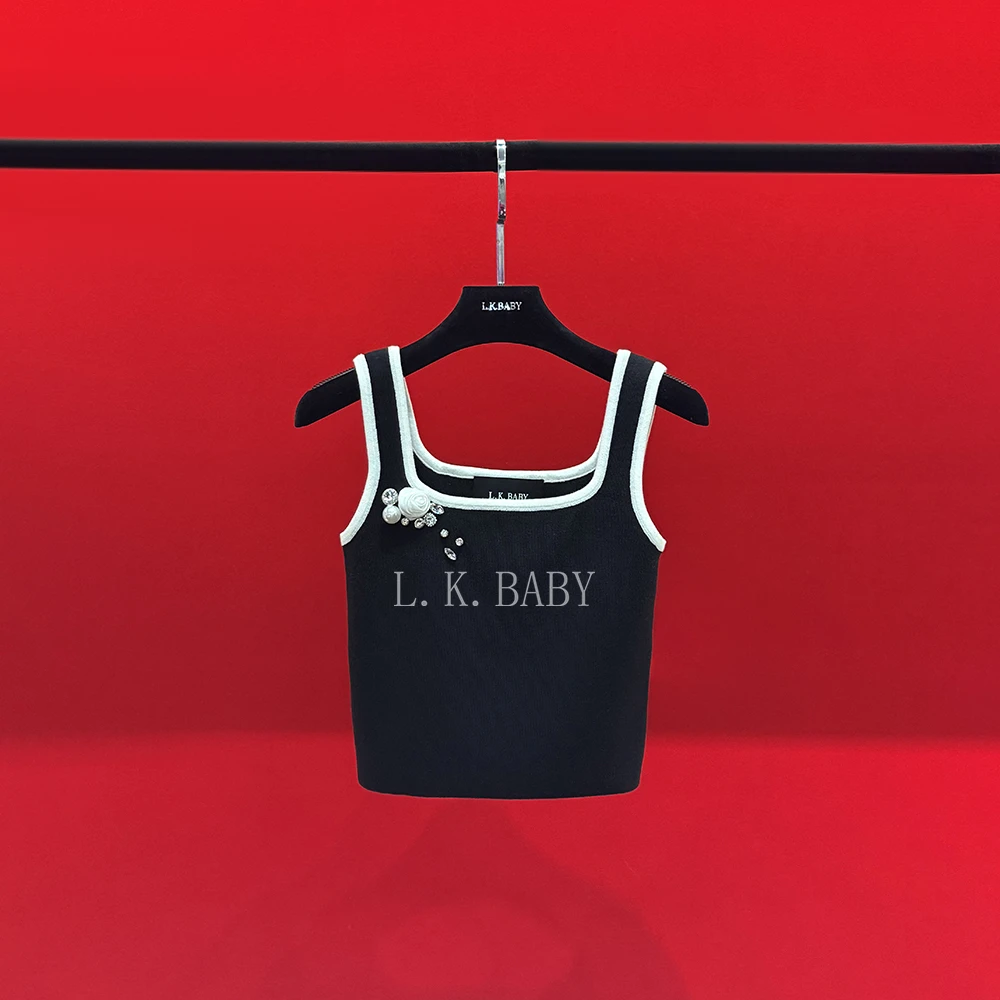【L.K.BABY】甜言蜜语 时髦轻奢绫罗丝玫瑰百搭无袖背心W157