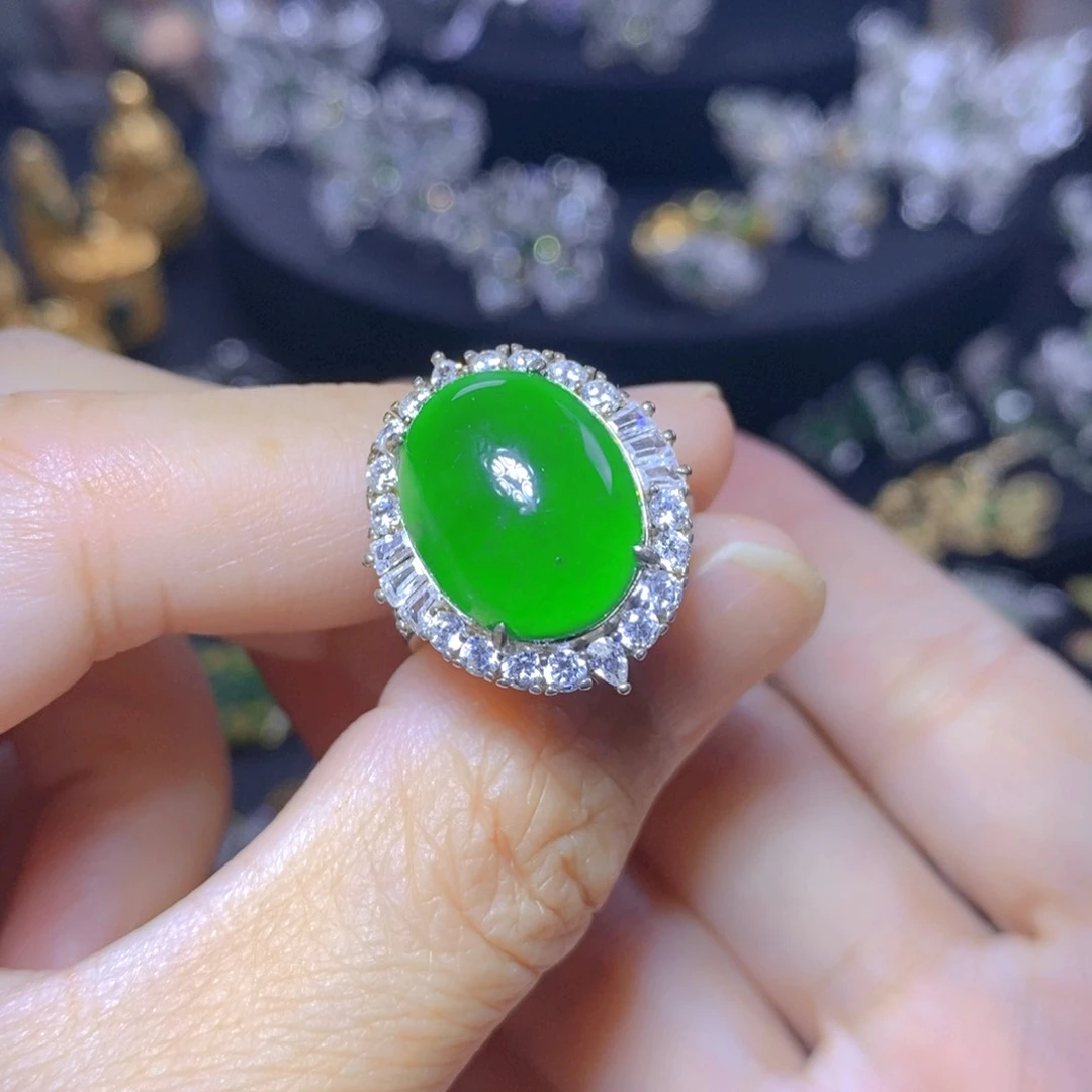 翡翠银S925镶嵌颈饰天然翡翠